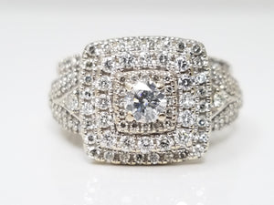 Elegant 10k White Gold Lab Created Diamond Engagement Ring
