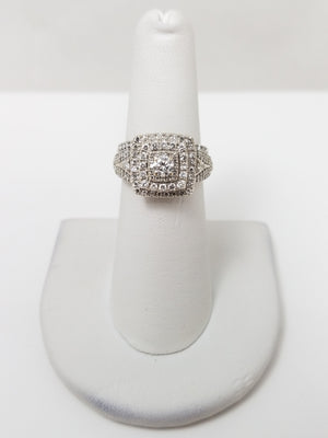 Elegant 10k White Gold Lab Created Diamond Engagement Ring