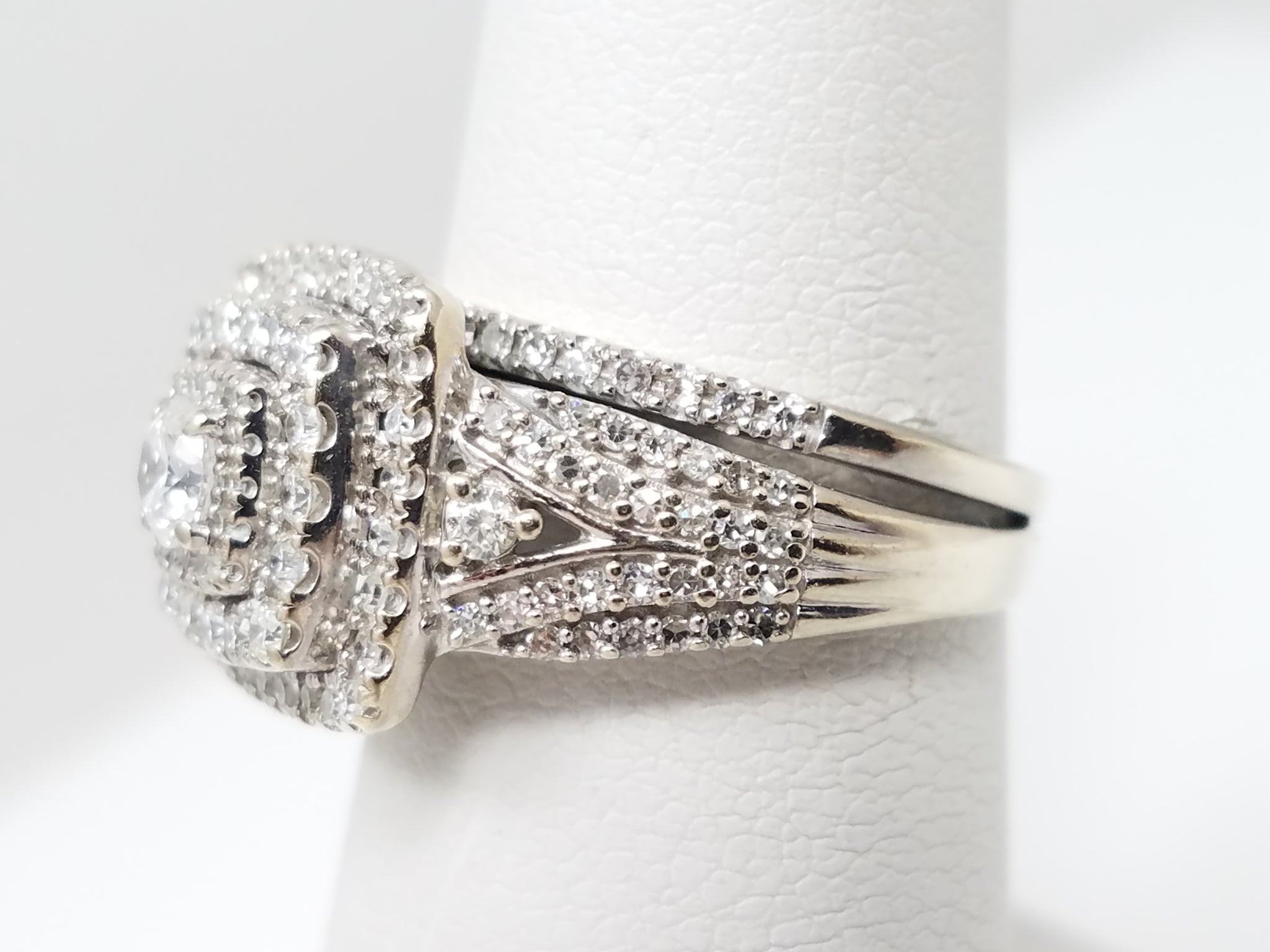Elegant 10k White Gold Lab Created Diamond Engagement Ring