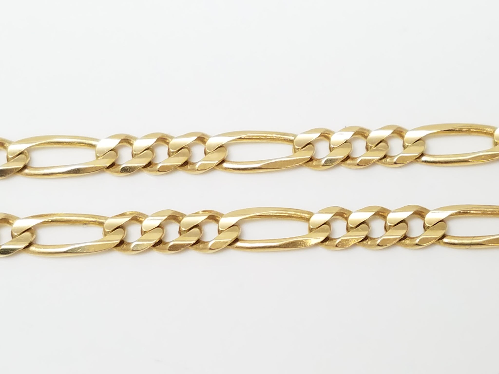 Sporty 18.75" Solid 14k Yellow Gold Figaro Link Chain Necklace