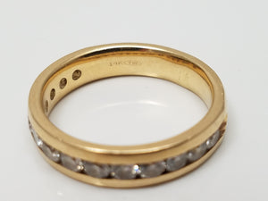 Gleaming 14k Yellow Gold .75ctw Natural Diamond Comfort Fit Anniversary Ring Band