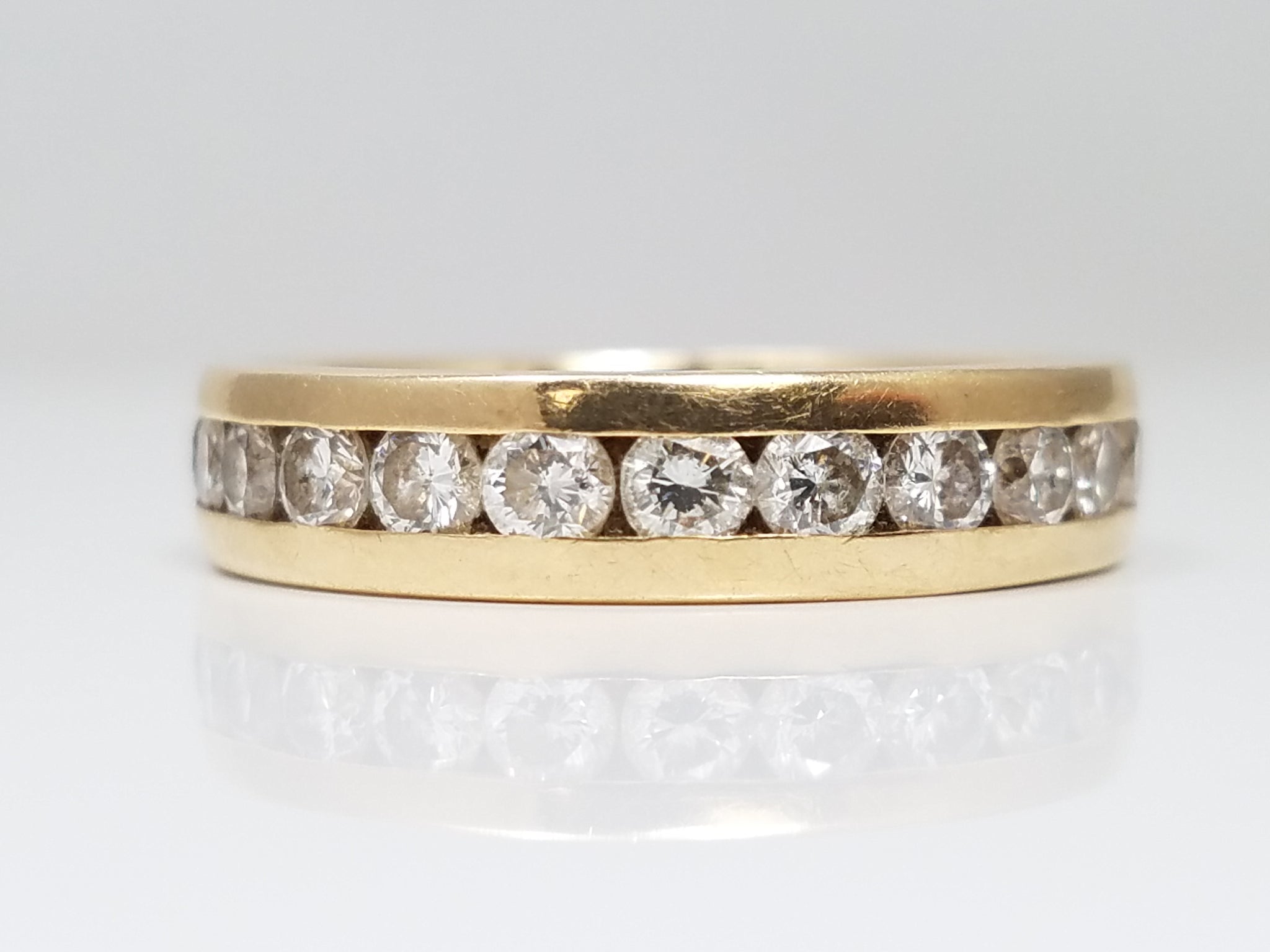 Gleaming 14k Yellow Gold .75ctw Natural Diamond Comfort Fit Anniversary Ring Band