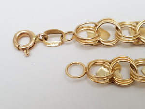 Lovely 7 3/4" 14k Yellow Gold Heart Bracelet