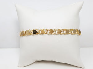 Lovely 7 3/4" 14k Yellow Gold Heart Bracelet