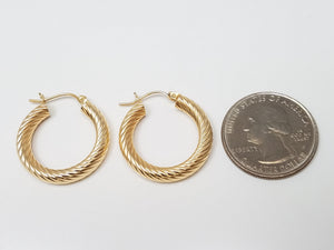 Everyday 14k Yellow Gold Hollow Spiral Hoop Earrings