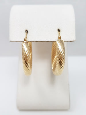Everyday 14k Yellow Gold Hollow Spiral Hoop Earrings