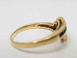 Fashionable 14k Yellow Gold Natural Sapphire Diamond Ring Band