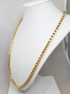 Grand 24" 10k Yellow Gold Hollow Byzantine Box Link Chain Necklace