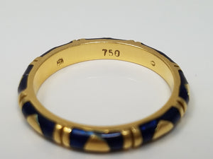 Exquisite Hidalgo 18k Yellow Gold Heart Eternity Enamel Ring Band