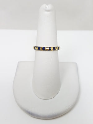 Exquisite Hidalgo 18k Yellow Gold Heart Eternity Enamel Ring Band