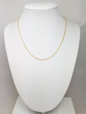 Casual 15" 18k Yellow Gold Cable Link Chain Necklace