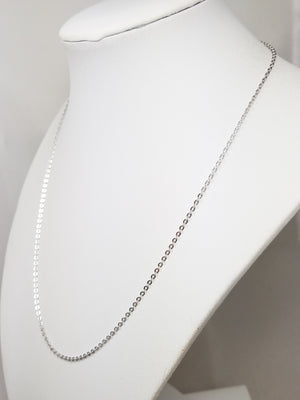 Sporty 18" Solid 18k White Gold Cable Link Chain Necklace