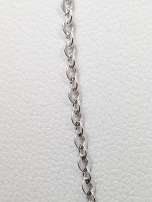Sporty 18" Solid 18k White Gold Cable Link Chain Necklace