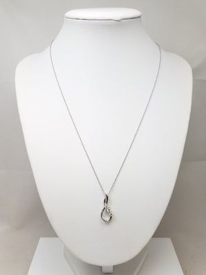 Dainty 18" 10k White Gold Natural Diamond Freeform Pendant Necklace