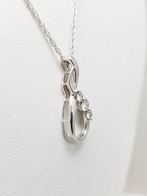 Dainty 18" 10k White Gold Natural Diamond Freeform Pendant Necklace