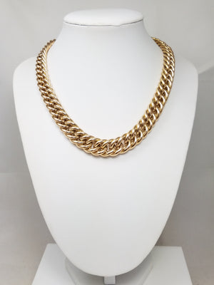 Grand 16" 14k Hollow Yellow Gold Graduating Curb Link Chain Necklace Italy