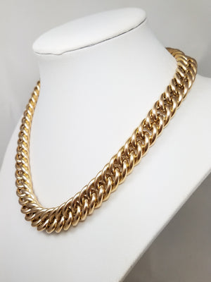 Grand 16" 14k Hollow Yellow Gold Graduating Curb Link Chain Necklace Italy