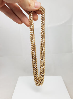 Grand 16" 14k Hollow Yellow Gold Graduating Curb Link Chain Necklace Italy