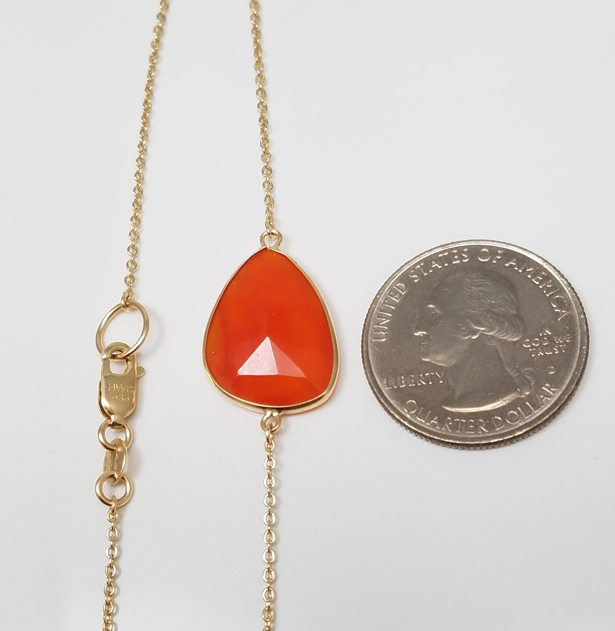 Fancy 34" 14k Yellow Gold Natural Faceted Agate Necklace