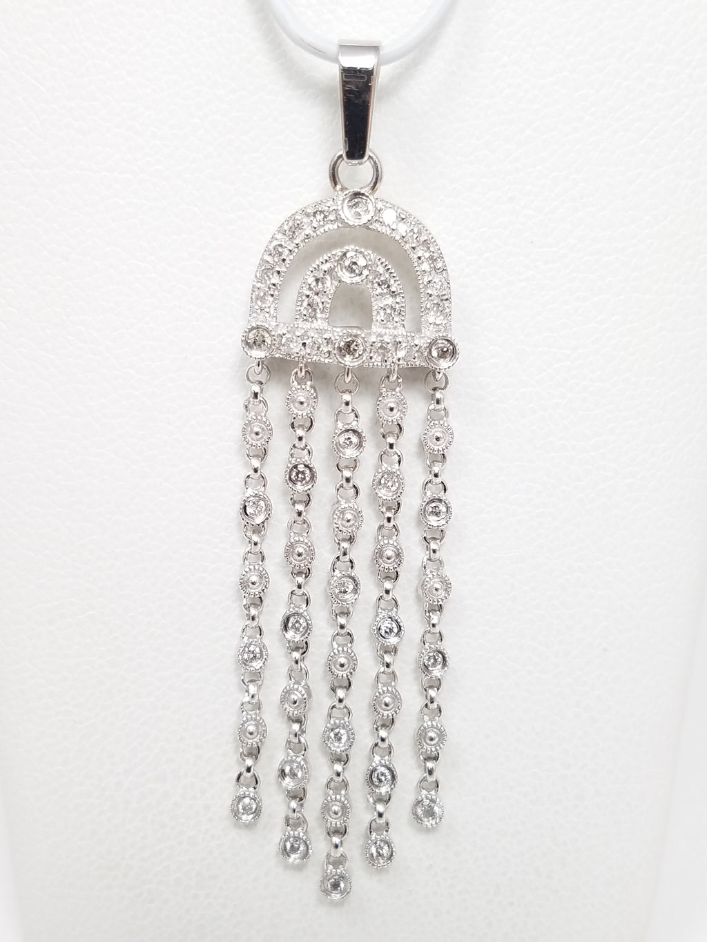 Chic 14k White Gold Natural Diamond Dangle Pendant