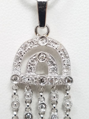 Chic 14k White Gold Natural Diamond Dangle Pendant