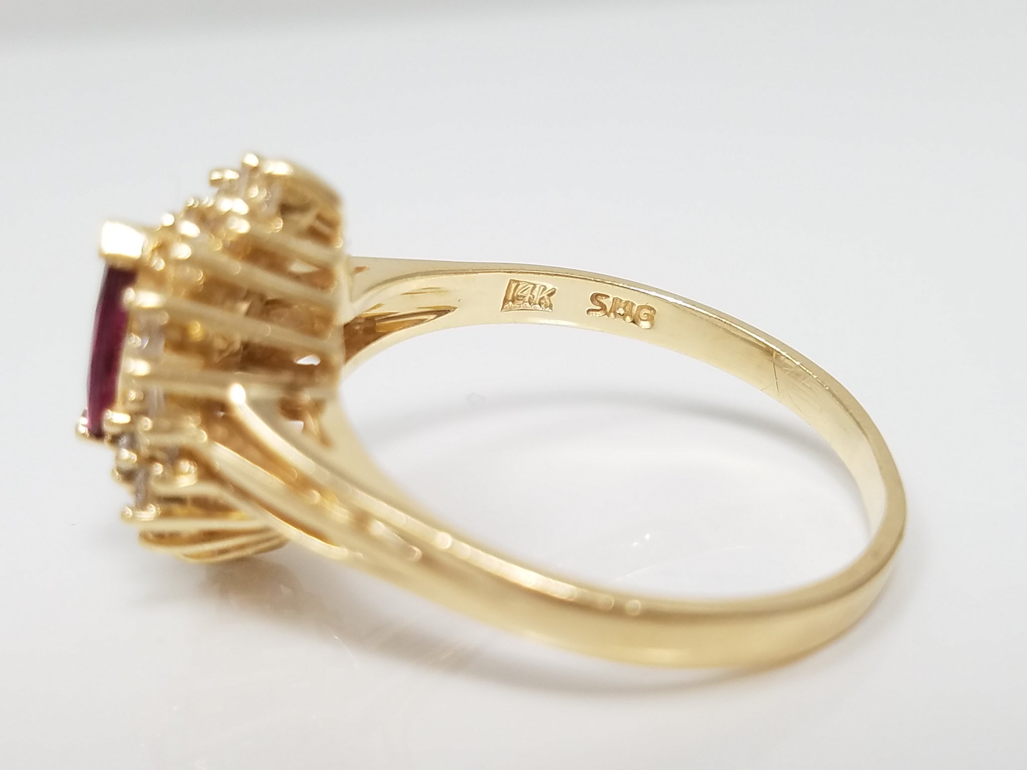 Sensational 14k Yellow Gold Natural Ruby Diamond Ballerina Ring