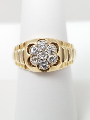 Striking Natural Diamond 14k Yellow Gold Ring