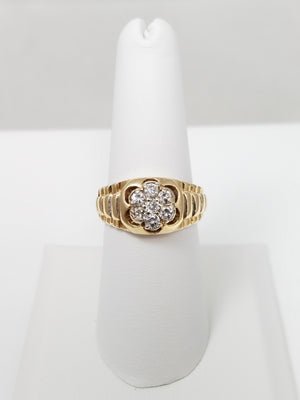 Striking Natural Diamond 14k Yellow Gold Ring
