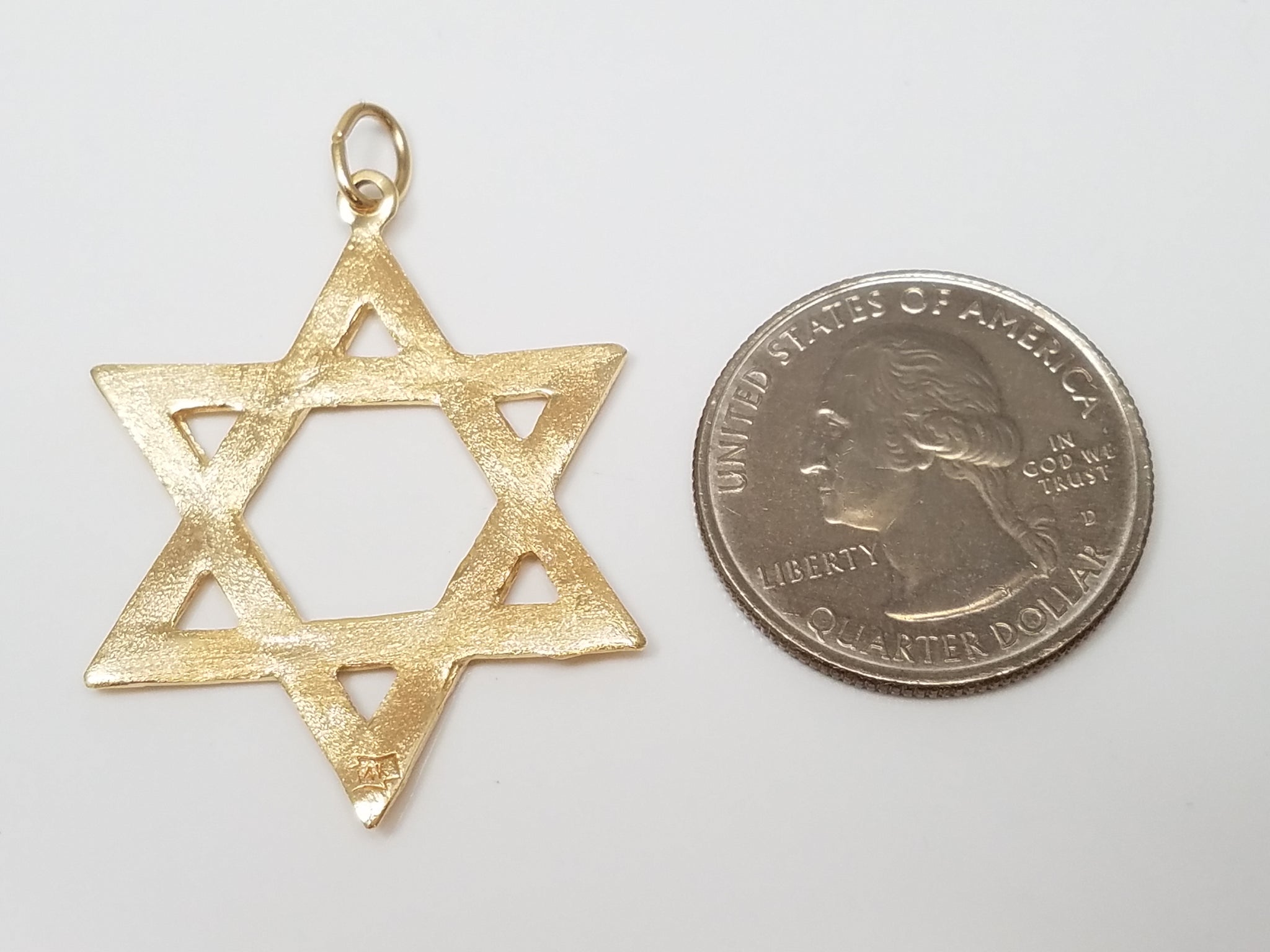 Elegant 14k Yellow Gold Reversible Star Of David Pendant