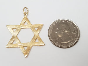 Elegant 14k Yellow Gold Reversible Star Of David Pendant