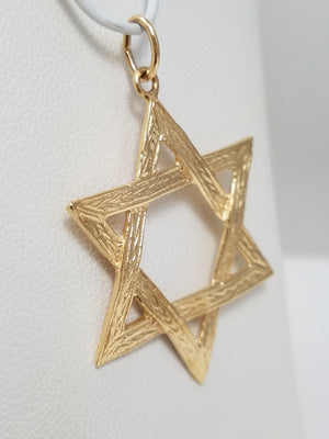 Elegant 14k Yellow Gold Reversible Star Of David Pendant