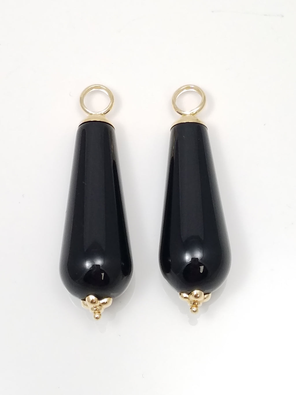 Charming 14k Yellow Gold Natural Onyx Earring Dangles/Pendants