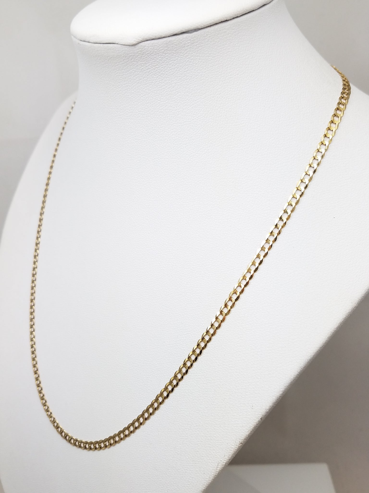 Traditional 18" 14k Solid Yellow Gold Curb Link Chain Necklace