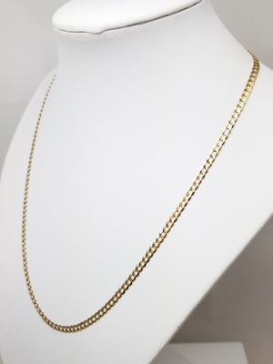 Traditional 18" 14k Solid Yellow Gold Curb Link Chain Necklace