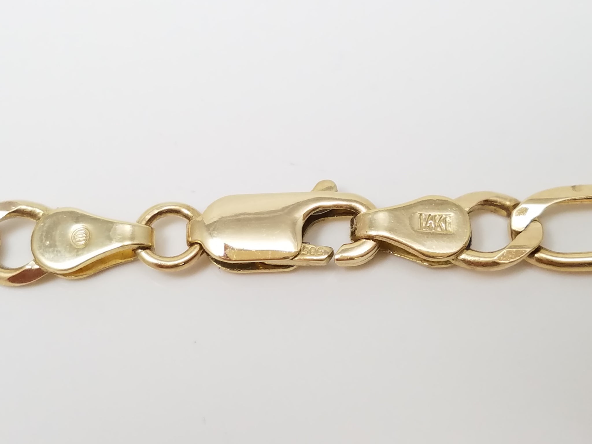 Sporty 22" Solid 14k Yellow Gold Figaro Link Chain Necklace