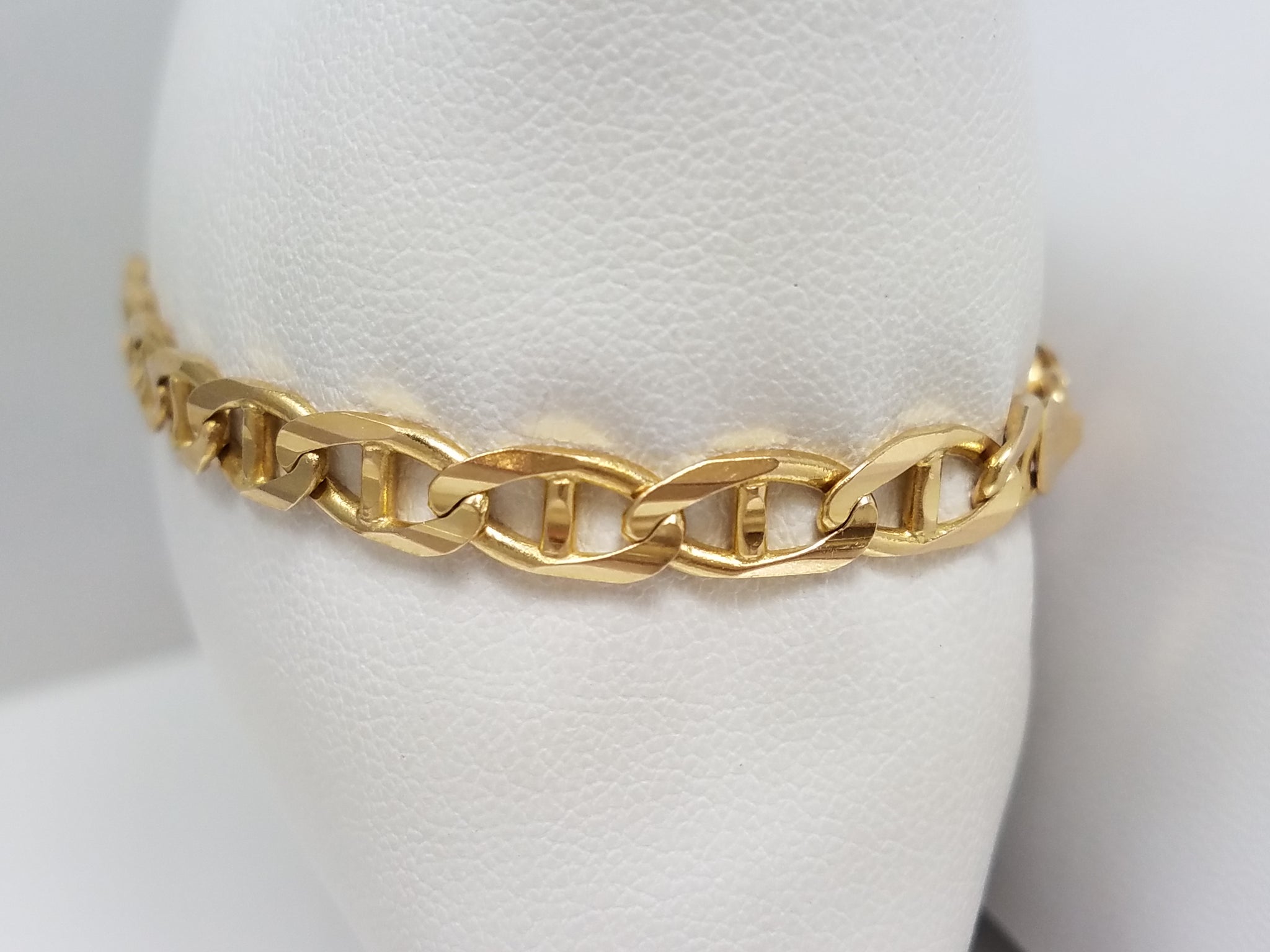 Sturdy 7-3/8" Solid 14k Yellow Gold Anchor Link Bracelet