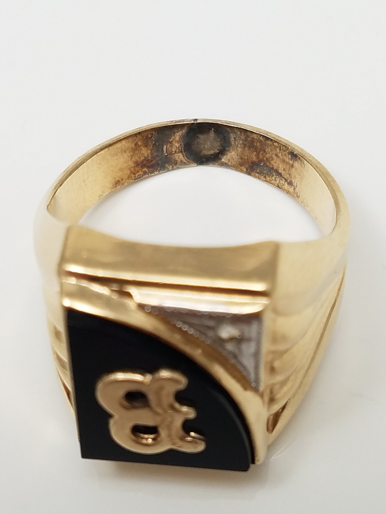 Classy Vintage 10k Yellow Gold Natural Diamond "B" Signet Ring To Fix