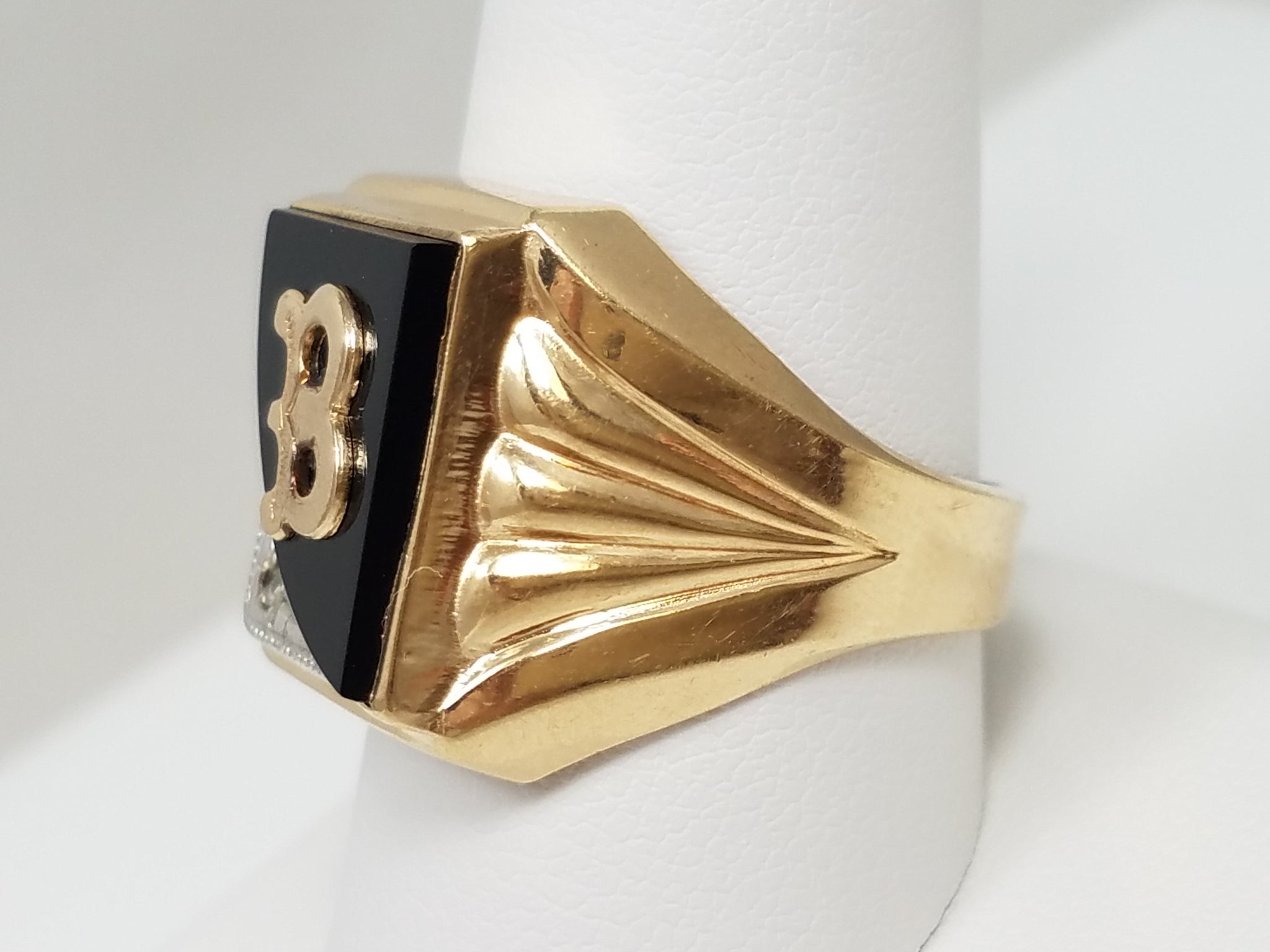 Classy Vintage 10k Yellow Gold Natural Diamond "B" Signet Ring To Fix