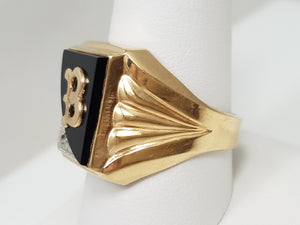 Classy Vintage 10k Yellow Gold Natural Diamond "B" Signet Ring To Fix