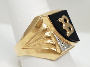 Classy Vintage 10k Yellow Gold Natural Diamond "B" Signet Ring To Fix