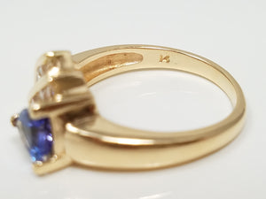 Dynamic 14k Yellow Gold Natural Tanzanite Diamond Custom Ring