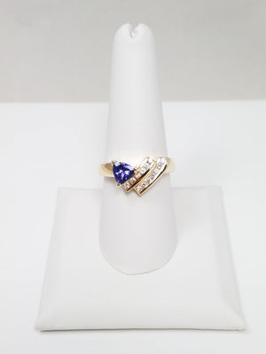 Dynamic 14k Yellow Gold Natural Tanzanite Diamond Custom Ring