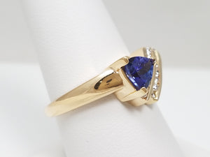 Dynamic 14k Yellow Gold Natural Tanzanite Diamond Custom Ring
