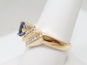 Dynamic 14k Yellow Gold Natural Tanzanite Diamond Custom Ring