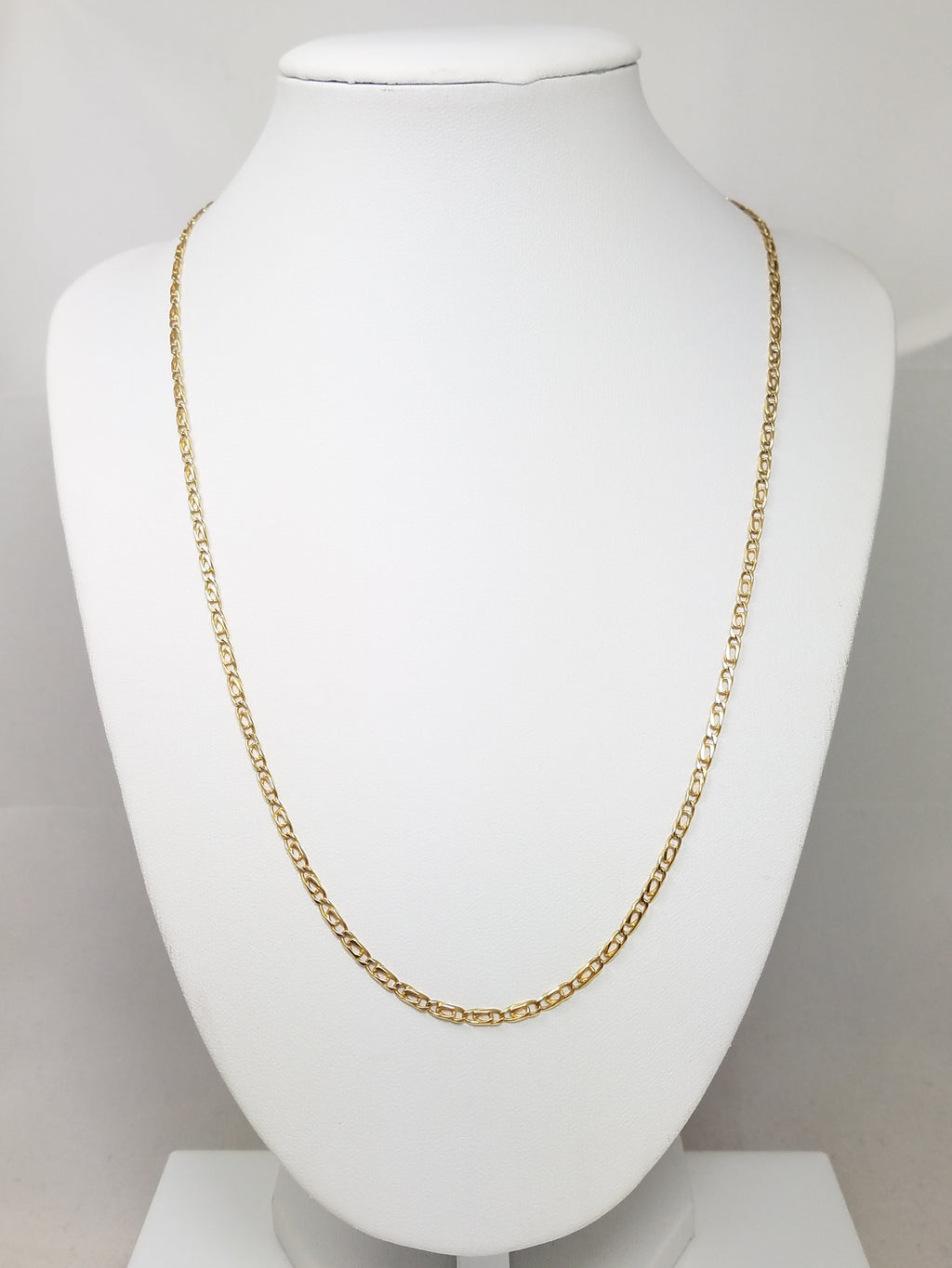 Sporty 20" Solid 18k Yellow Gold Tiger Eye Link Chain Necklace