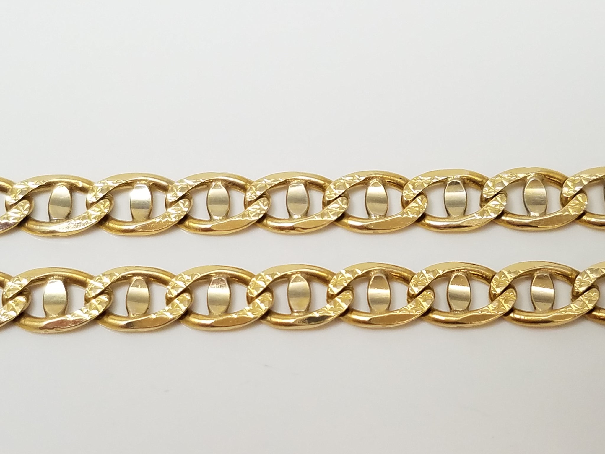 Sporty 22" Solid 14k Yellow Gold Mariner Link Chain Necklace