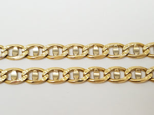 Sporty 22" Solid 14k Yellow Gold Mariner Link Chain Necklace