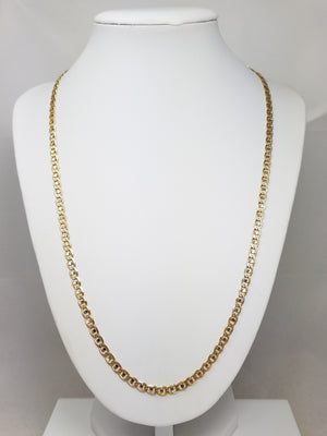 Sporty 22" Solid 14k Yellow Gold Mariner Link Chain Necklace