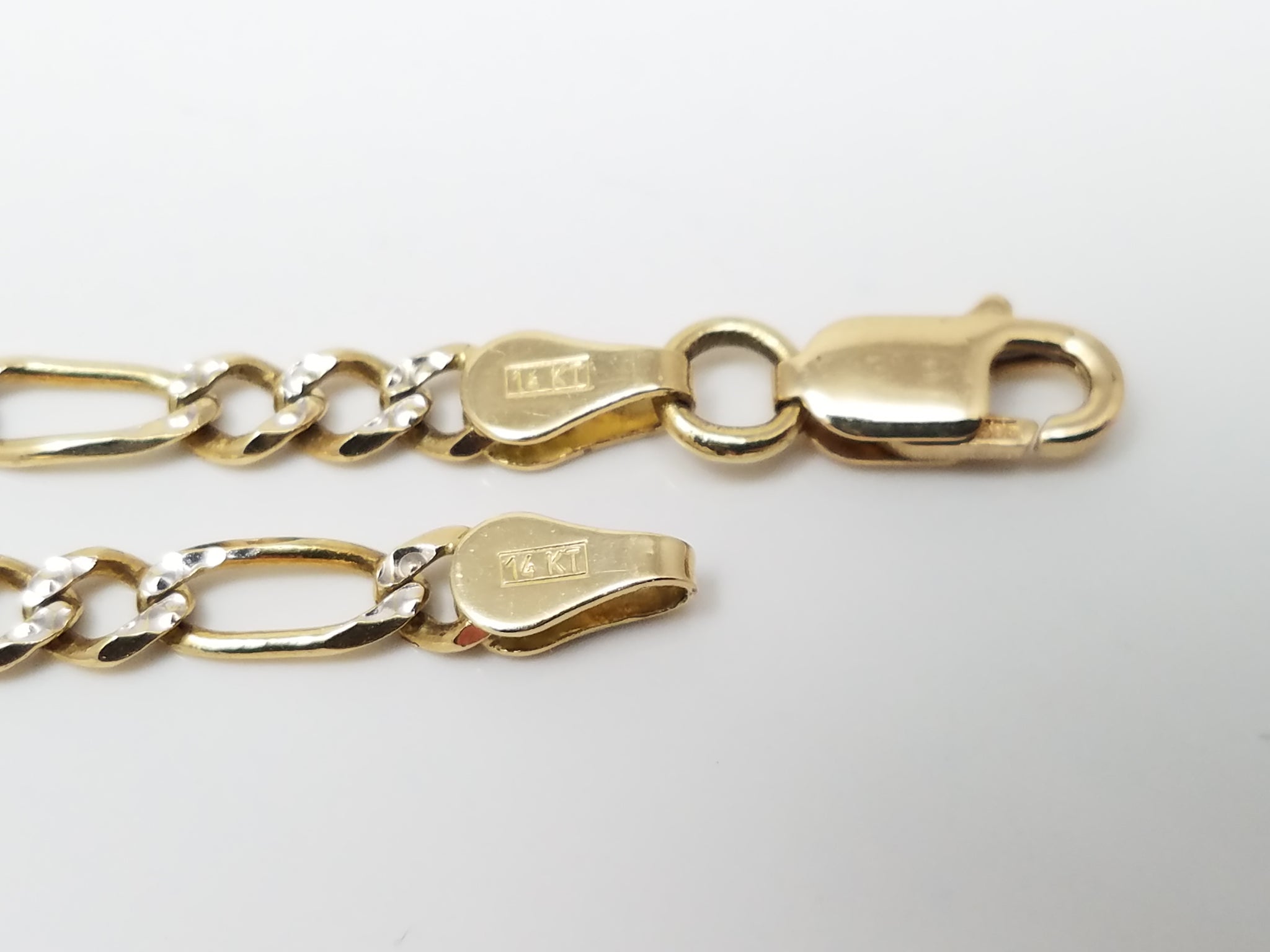 Sporty 22" Solid 14k Two Tone Gold Figaro Link Chain Necklace