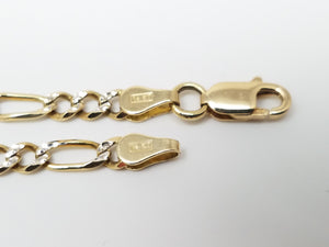 Sporty 22" Solid 14k Two Tone Gold Figaro Link Chain Necklace